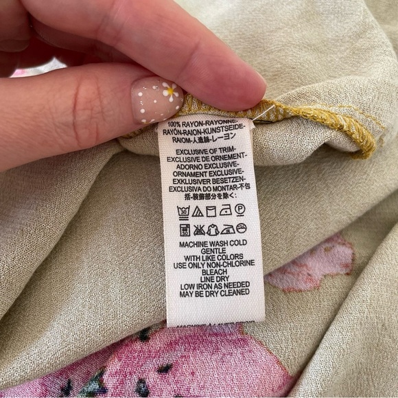 Free People Golden Yellow Floral Print Button Front Jaimie Midi Dress Size XS - Picture 7 of 9